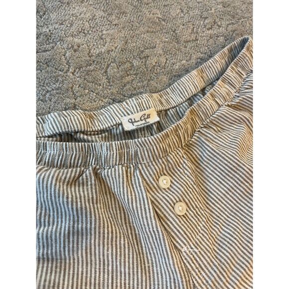 John Galt Keira Cream/Tan Striped Linen Boxer Pajama Shorts Low Rise S - Picture 4 of 4